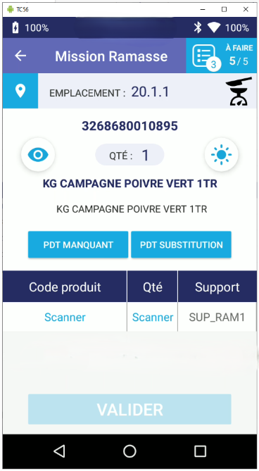 Instore Ramasse poids variable
